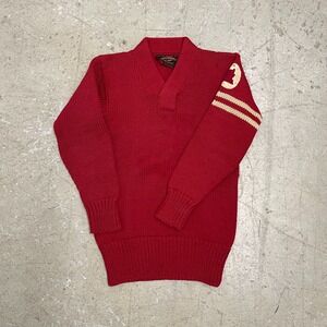 Vintage The Draper Maynard Sweater Mens 34 Small Red Varisty Shawl Preppy